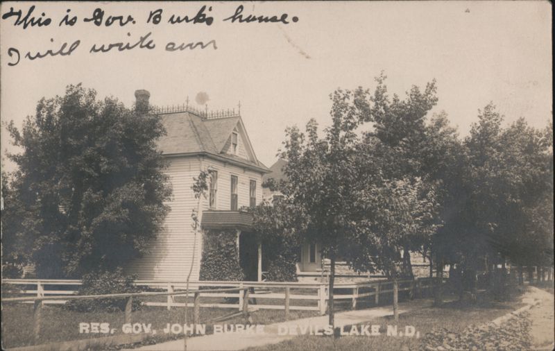 Residence of Gov. John Burke, Devils Lake, ND North Dakota