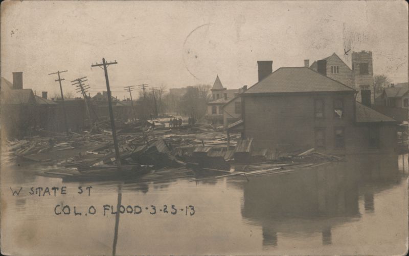 West State Street Flood Debris, Columbus 1913 Ohio