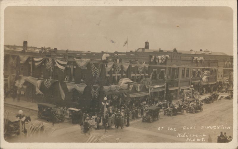 Elks Convention Parade Street Scene Kalispell Montana 1912