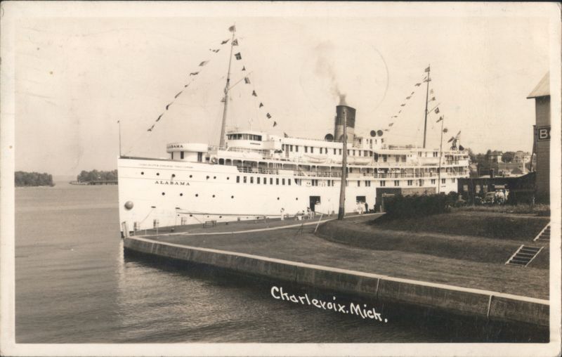 SS Alabama Steamship Docked at Pier, Charlevoix Michigan