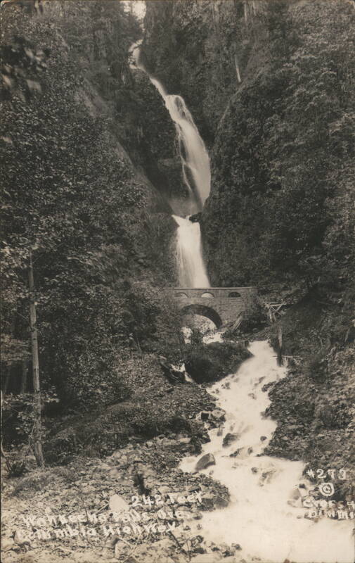 Wahkeena Falls 242 Feet Columbia Highway Stone Bridge Oregon