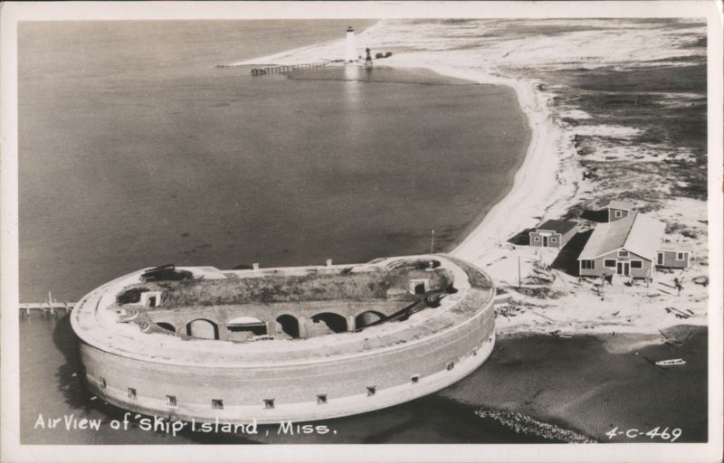 Air View of Ship Island Fort Massachusetts Lighthouse Mississippi