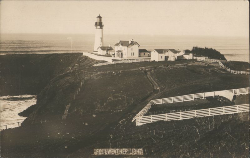 Yaquina Head Foulweather Light, Lighthouse and Buildings on Cliff Newport Oregon