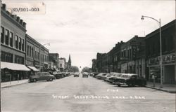 Downtown Street Scene, Ramsey National Bank, Devils Lake, ND Postcard