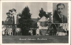 Ronald Coleman Residence, Movie Star Home with Portrait Postcard