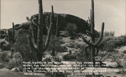 Saguaro Cacti Desert Landscape I Chronicles 29:11 Verse Postcard