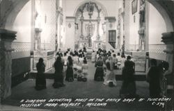 Diorama of Mass at Tumacacori Mission Near Nogales Postcard
