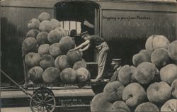 Shipping Giant Peaches Tall Tale Wells Fargo Train Car 1909 Postcard