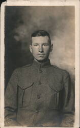 WWI Soldier Portrait Inscribed To Lucille from Bill Postcard