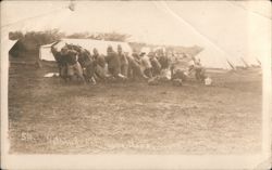 WWI Era US Soldiers Moving Boulder in Camp, Lava Field Postcard