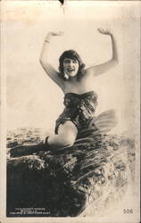 Mack Sennett Comedies Bathing Beauty Posing on Rock Postcard