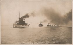 Atlantic Fleet Entering Puget Sound Warships 1908 Postcard