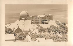 Large Astronomical Observatory Complex on Snowy Mountain Peak Postcard