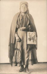 Native American Woman Portrait, Beaded Horse Bag Postcard