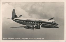 BEA Viscount Discovery Class Airplane G-AMOG In Flight Postcard