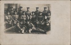 German Soldiers Group Portrait with Beer Steins Postcard
