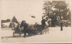 Horse-Drawn Sleigh Team in Deep Winter Snow Postcard