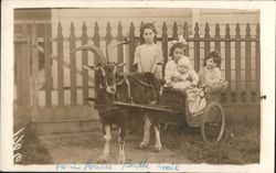 Children in Wicker Goat Cart, Josie Louise Berthe Emil Postcard