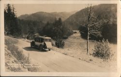 Eugene Bend Stage Auto on McKenzie River Postcard