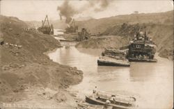 Big Slide, Culebra Cut, Panama Canal Construction Dredges Postcard