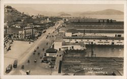San Francisco Water Front, Piers & Alcatraz Island View Postcard