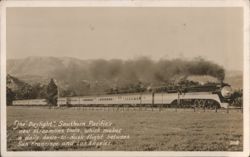 Southern Pacific Daylight Streamline Steam Train Postcard