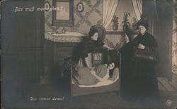 Das kommt davon! Humorous German Bedroom Scene NPG Postcard