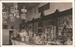 Historic Crystal Bar Interior, Bartender & Chandeliers Postcard