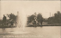 Artesian Well Fountain Spraying Water Postcard