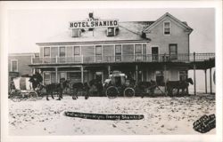 Central Oregon Stages Leaving Hotel Shaniko, Winter Scene Postcard