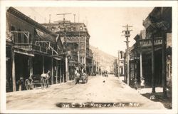 C Street Scene with Horse Teams & Wagons Postcard