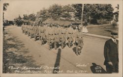 52nd Annual Parade Middletown Fire Dept 1910 Hooks Marching Postcard