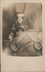 Woman Driving Thomas Flyer Prop Car Studio Portrait Postcard