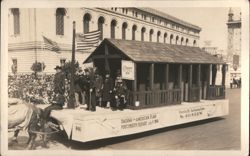 1925 Parade Float Raising American Flag Portsmouth Square 1846 Postcard