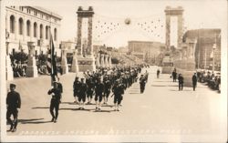 1925 Japanese Sailors Military Parade Marching Band Street Scene Postcard