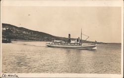 Steamship Underway Near Hilly Coastline, Geo E. Grigsby Postcard