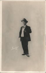 Gentleman with Cigar and Cane Studio Portrait Souvenir Postcard