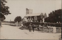 Llanddulas Church, Graveyard & Horse Drawn Delivery Cart Postcard
