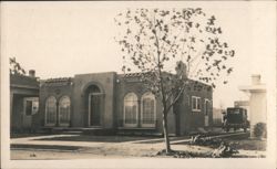 Spanish Colonial Revival House with 1920s Car in Driveway Postcard