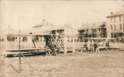 Army Aeroplanes Early Biplane & Soldiers Fort Riley Postcard