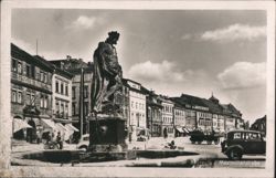 Maximilianstraße Street Scene with Fountain Statue Postcard
