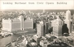 Chicago Skyline Looking Northeast from Civic Opera Building Postcard