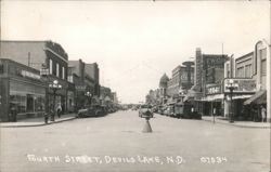 Fourth Street Downtown Scene with Hollywood Theatre Postcard