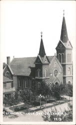 Catholic Church, Devils Lake, ND - Brick Gothic Architecture Postcard