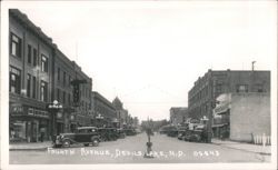 Fourth Avenue Street Scene, Devils Lake, North Dakota Postcard