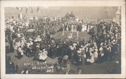 Decoration Day Ceremony Crowd at Cemetery Devils Lake ND Postcard