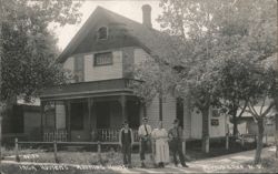 Inga Rustom's Rooming House, Group Portrait, Devils Lake ND Postcard