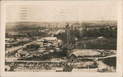 Birds Eye View Oil Fields, Wooden Derricks, Bristow OK Postcard