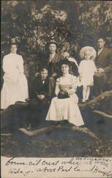 Family Group on Tree Branch Council Crest Portland Oregon Postcard