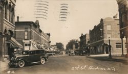 2nd Street Downtown Scene, Hudson, Wisconsin, 1930 Postcard